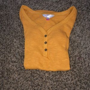 Mustard yellow button down shirt